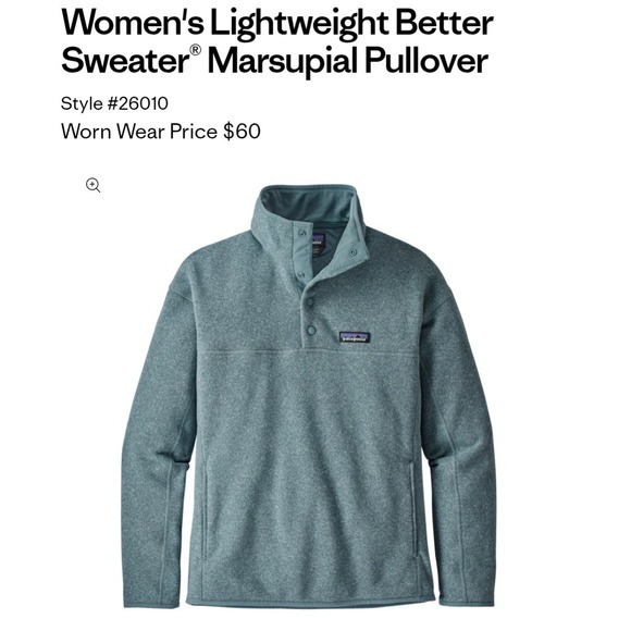 Patagonia women's size M 1/4 snap Better Sweater Marsupial Pullover Blue Logo - Picture 12 of 12